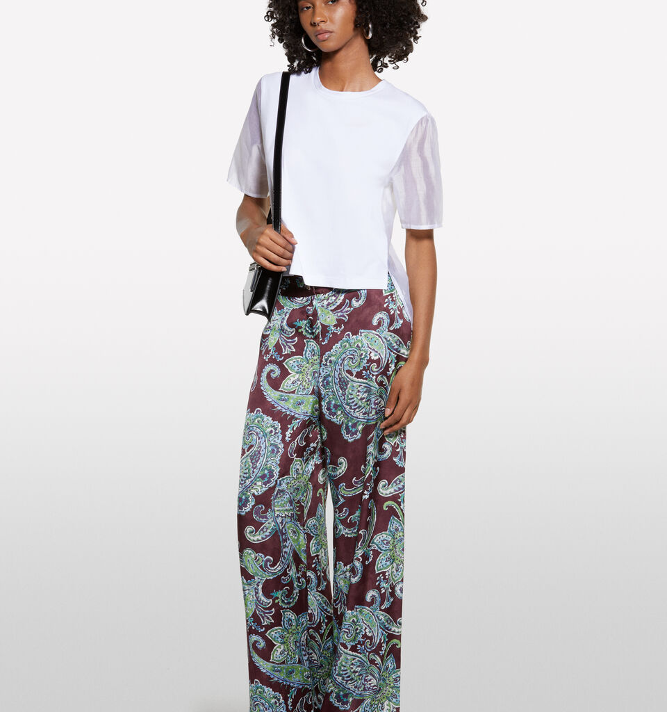 T-shirt branca com transparência - t-shirt de manga curta para mulher - Branco | Sisley image number 1